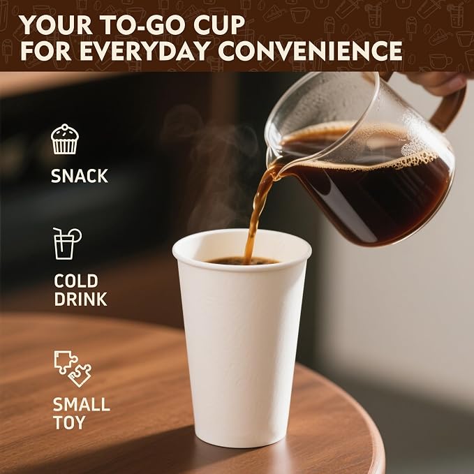 YEEHAW 16 oz 500 Pack White Disposable Paper Coffee Cups |