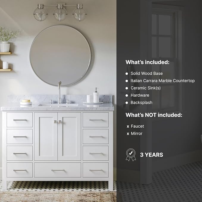 Cambridge 49" White Bathroom Vanity