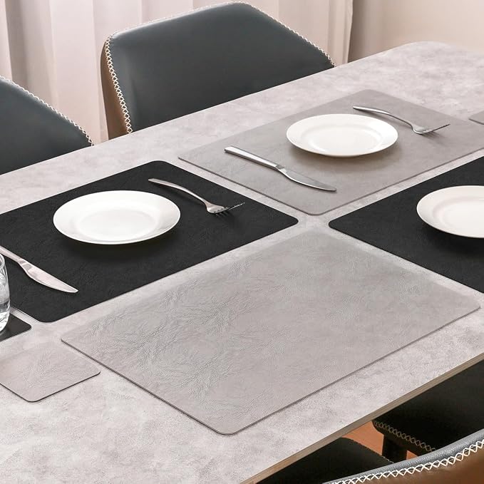 Vinyl Placemats Set of 4, Dual Sided Place Mats