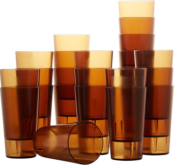 Restaurant Grade, BPA-Free 12oz Amber Plastic Cups 24pk. Super Durable