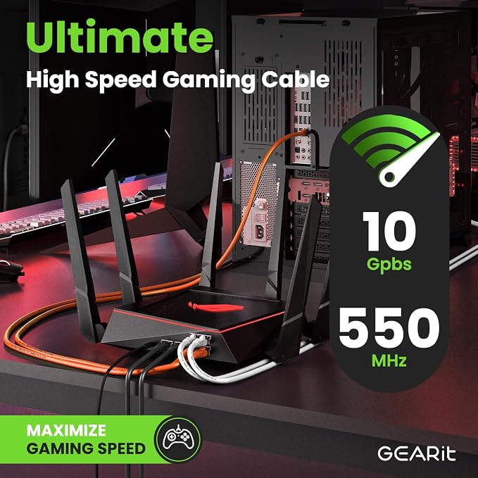 GearIT Cat 6 Ethernet Cable Cat6 Network Patch, Snagless Cord, Internet