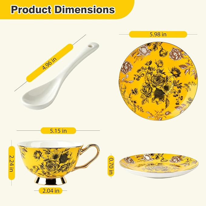 Elegant Floral Tea Cup and Saucer Set