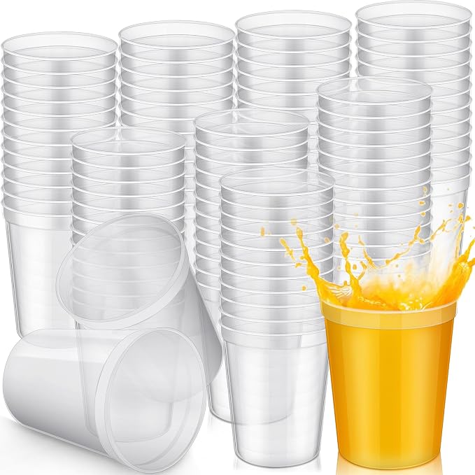 Yungyan 200 Pack 16 oz Stadium Cups Reusable Plastic Cups Blank Drink Stadium
