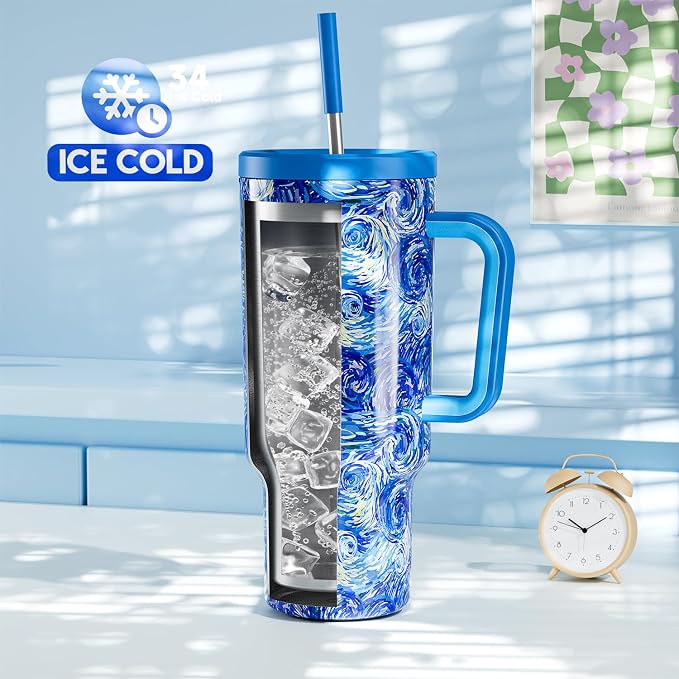 Meoky Tumbler with Handle and Straw