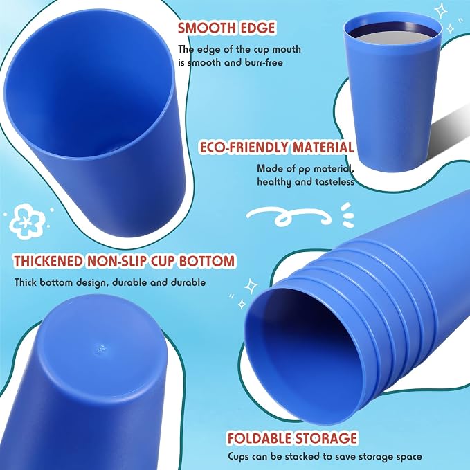 Potchen 150 Pieces Kids Plastic Cups 8.5 oz Reusable Drinking Cups Stackable