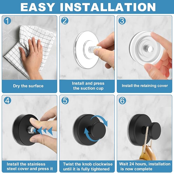 Vacuum Suction Cup Hooks for Shower, Shower Hooks for Inside Shower Glass Window
