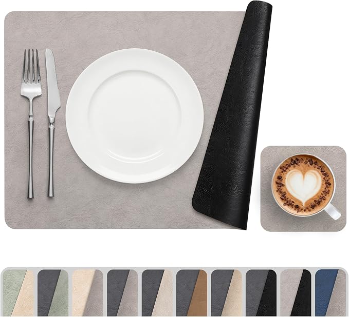 Vinyl Placemats Set of 4, Dual Sided Place Mats