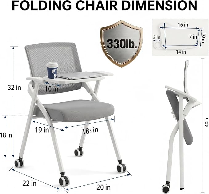 12 Pack Foldable Office Training Chairs