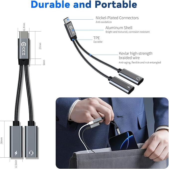 5PCS USB C Headphone Splitter, CCZ CA01 USB C to Type C Headphone Jack and