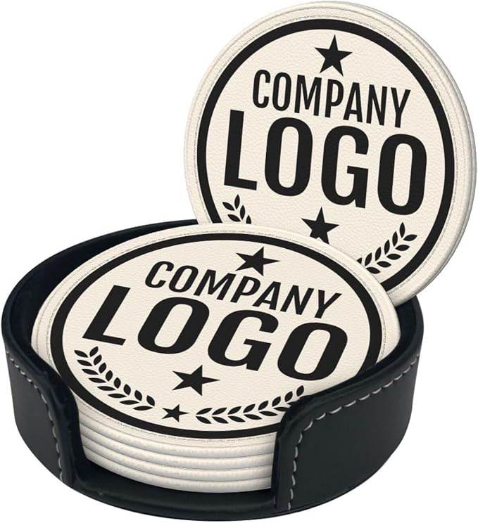 Custom Leather Coasters with Logo