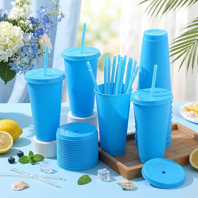 Honeydak 30 Pack Tumbler with Straw and Lid Bulk Cups