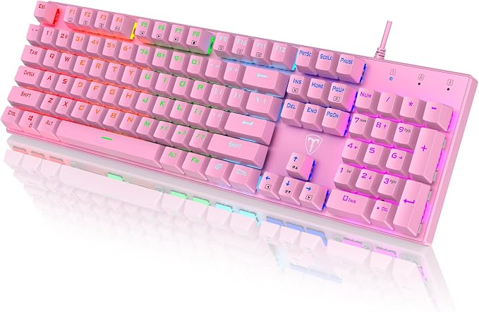 RisoPhy Mechanical Gaming Keyboard, RGB 104-Key Ultra-Slim Backlit USB Wired