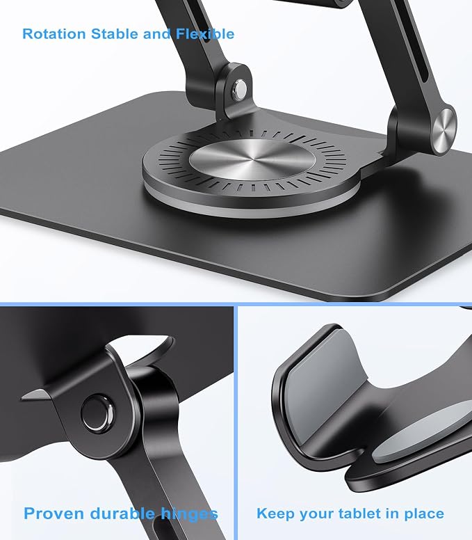 Swivel Tablet Stand with 360 Rotating Base, Adjustable Holder