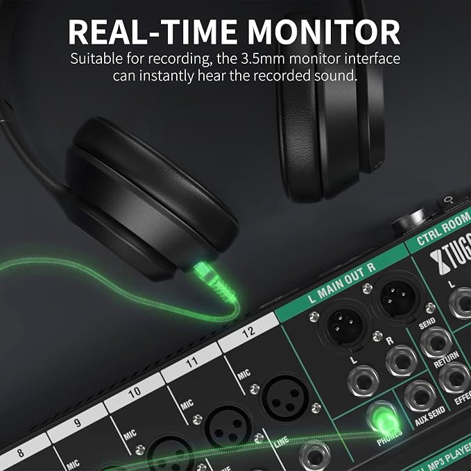 XTUGA 6 Channel Audio Mixer Sound Board Mixing Console, Audio Interface PC USB