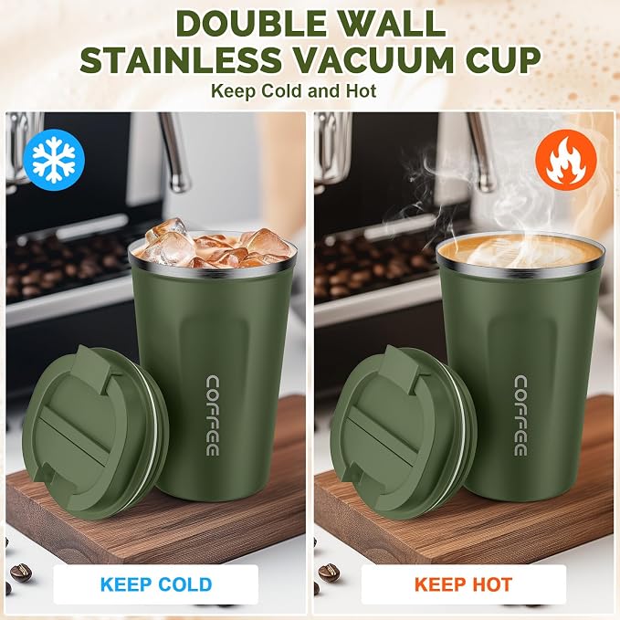 MOMSIV 12oz Travel Coffee Mug, Insulated Coffee Cup