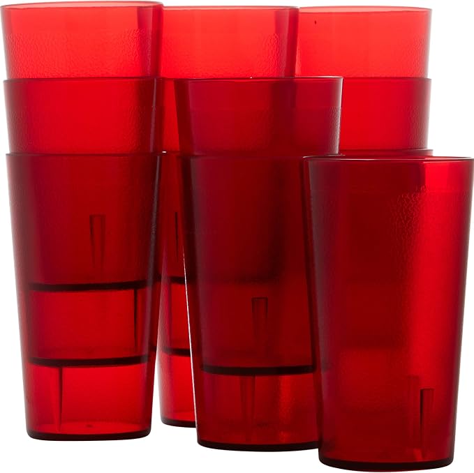 Restaurant Grade, BPA-Free 12oz Red Plastic Cups 12pk. Super Durable, Break