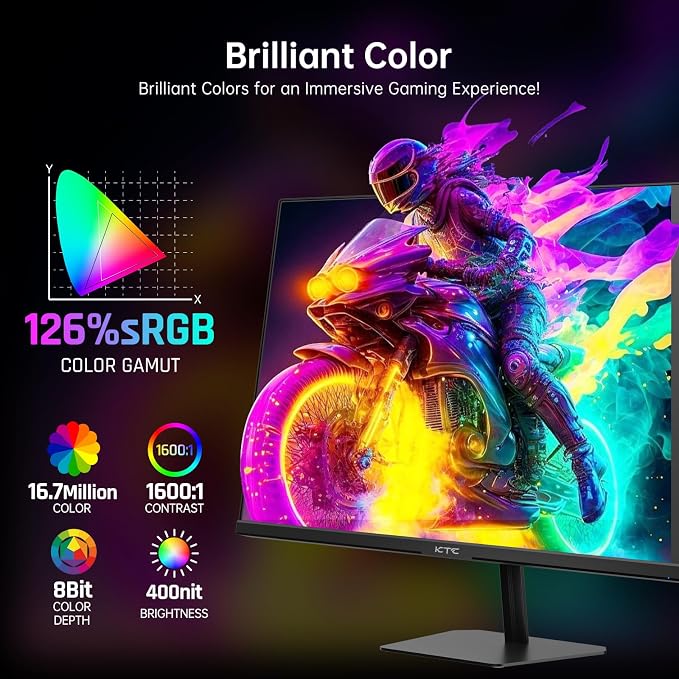 KTC 24 inch 190Hz/180Hz Gaming Monitor, HDR 400 Fast IPS Screen, FHD 1080P
