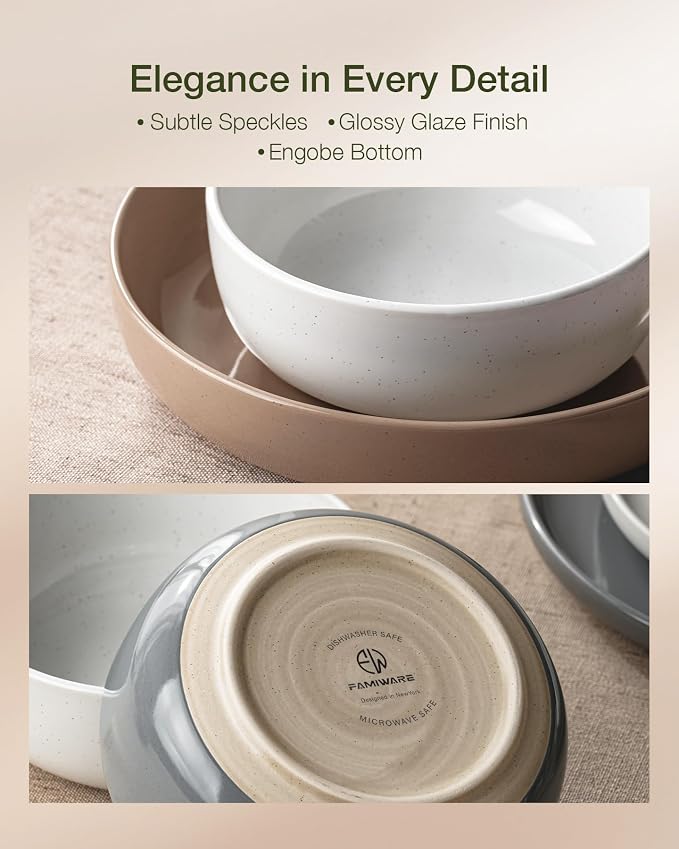 Famiware Milkyway 16-Piece Stoneware Plates and Bowls, Dishes Set