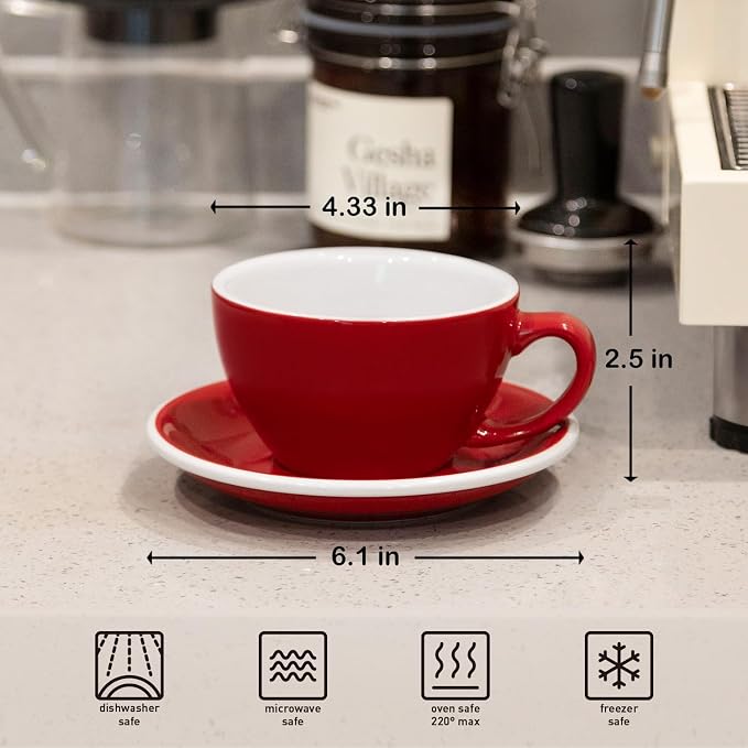Loveramics Latte Art Mug with Saucer, 10 oz Ceramic Coffee cups with Round