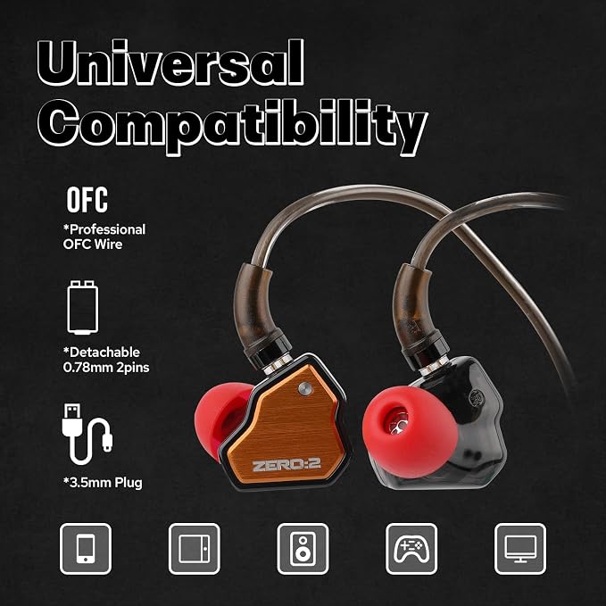 Linsoul 7Hz x Crinacle Zero:2 in Ear Monitor, Updated 10mm Dynamic Driver IEM