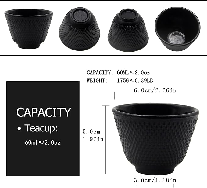 Japanese Cast Iron Tea Cups, Small and Heavy Teacups