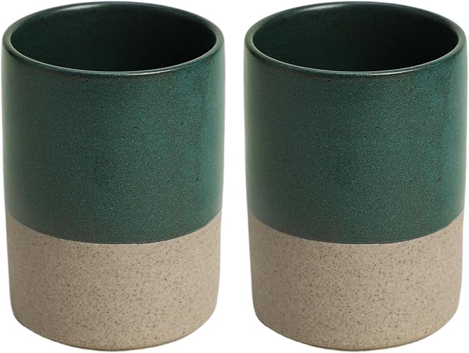 Gaolinci 2 Pcs Vintage Stoneware Style Ceramic Mouthwash Cups, Bathroom