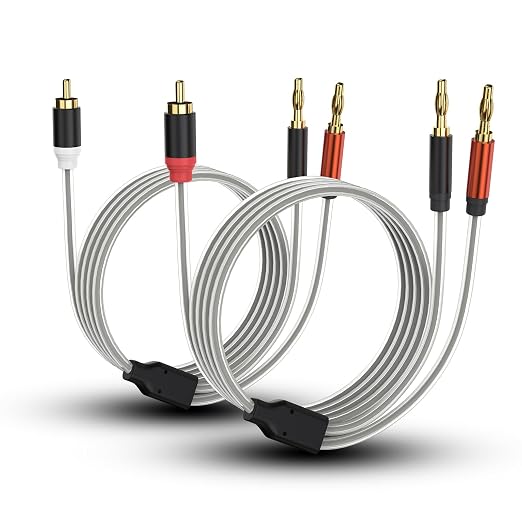 HOSONGIN RCA to Banana Plug Speaker Cable 3.3 Feet -2 Pack