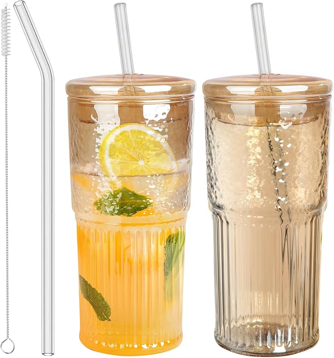 JunVpic Glass Coffee Tumbler, 20 oz Glass Cup