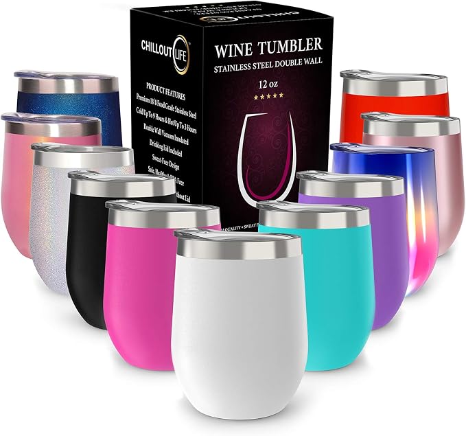 CHILLOUT LIFE 12 oz Stainless Steel Wine Tumbler