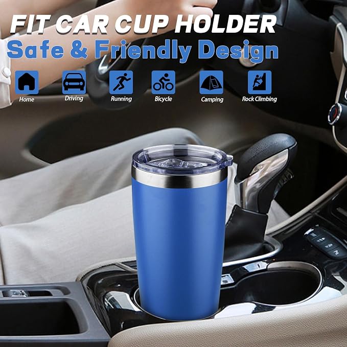 20 oz Tumbler with Lids and Straws, Stainless Steel Insulated Coffee Tumbler