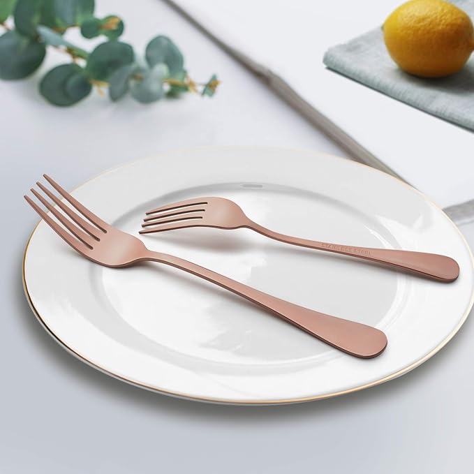 LIANYU Copper Silverware Flatware Set, 60 Piece Cutlery Set