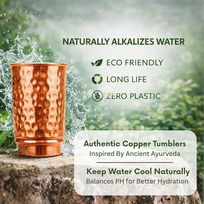 100% Pure Copper Tumblers |BPA Free| No coating| Lacquer Free| Handcrafted