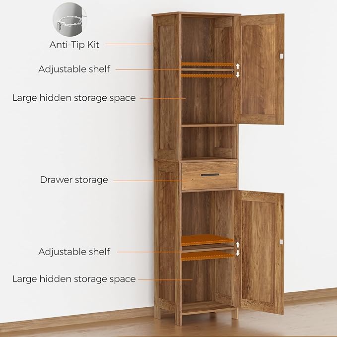 67" H Tall Bathroom Storage Cabinet