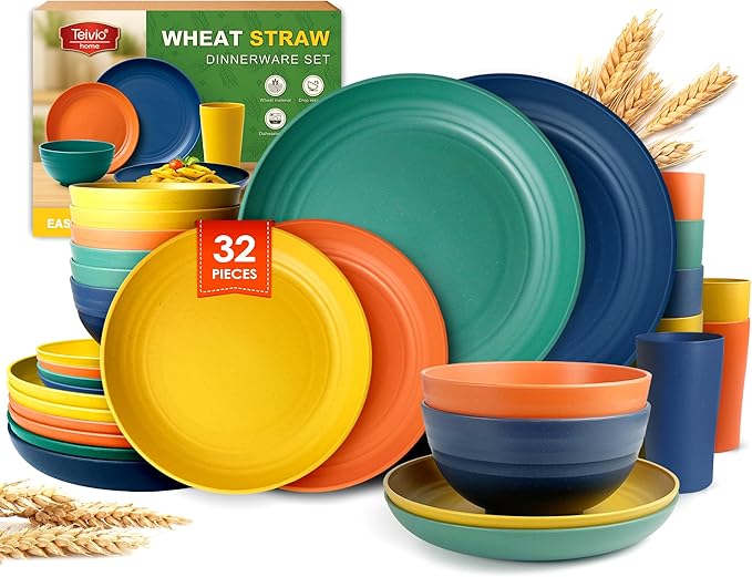 Teivio 32-Piece Plates and Bowls Sets