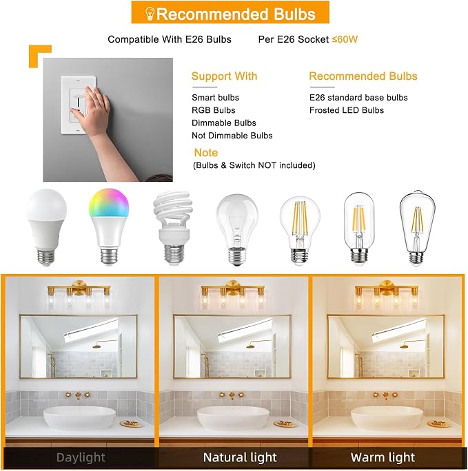 4 Light Gold Bathroom Vanity Light