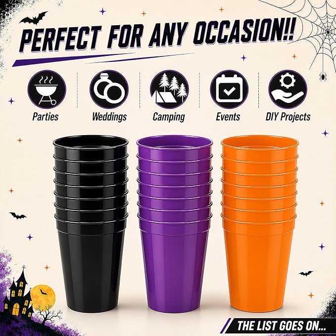 Yungyan 100 Pack 16 oz Stadium Cups Reusable Plastic Cups Blank Drink Stadium