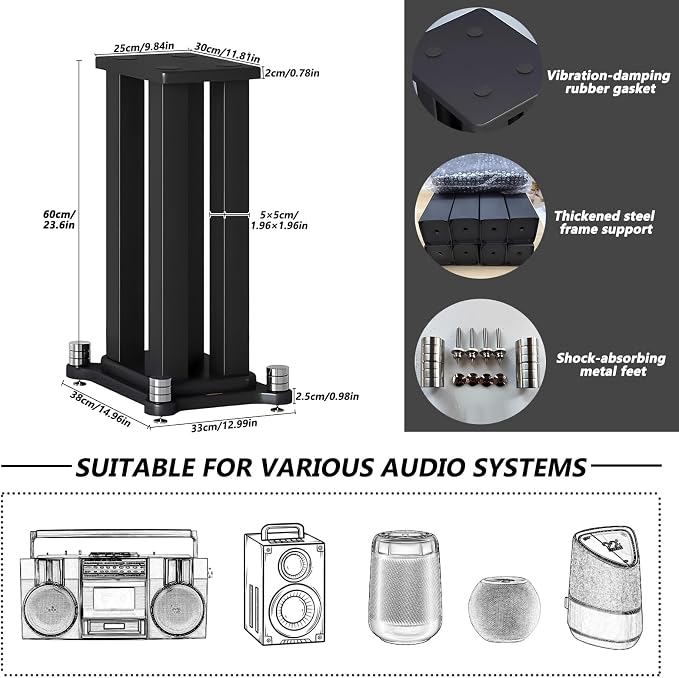 A Pair of Speaker Stands, Bookshelf Speaker Stand Steel Frame Support