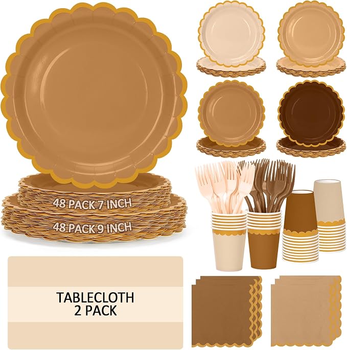 Brown Plates and Napkins Party Supplies