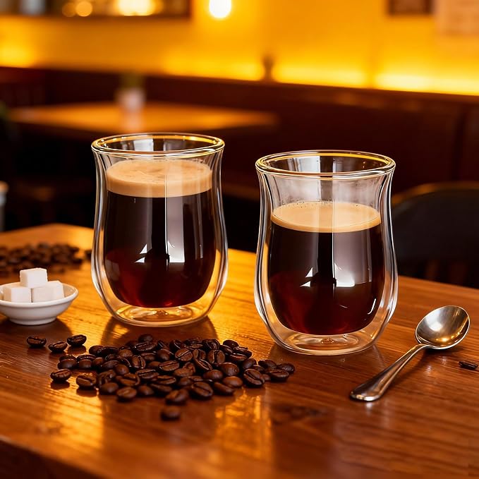 Easyworkz Double Walled Glass Coffee Mugs, Cocktails & All Beverages