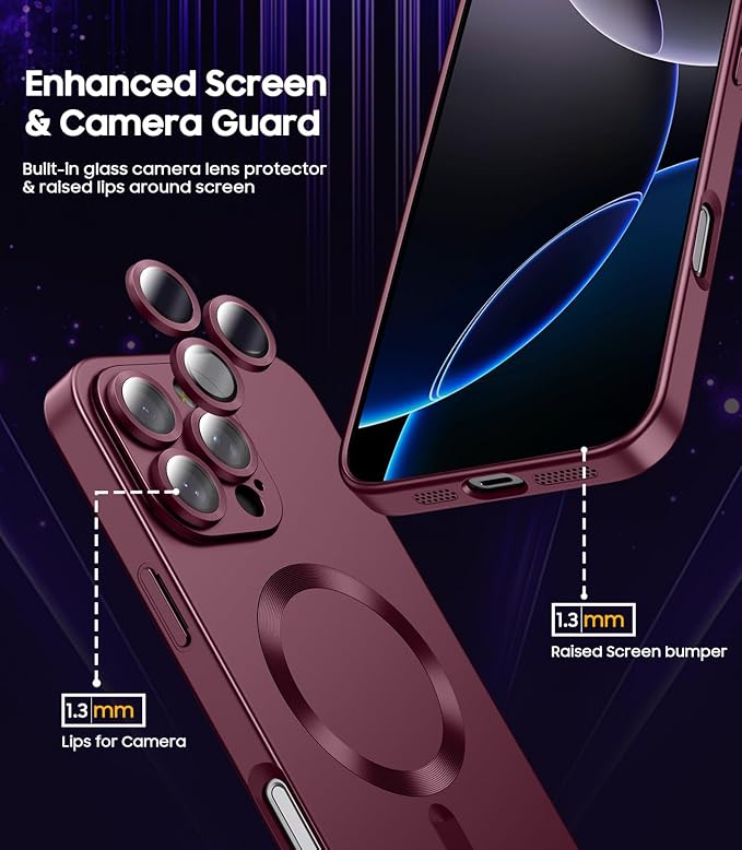 Magnetic for iPhone 16 Pro Case Slim Soft Silicone Bumper Shockproof Metallic