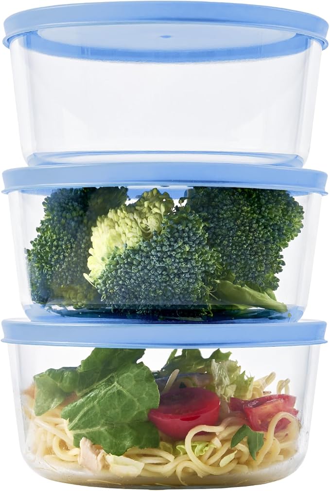 6-Piece Glass Food Storage Containers Set | 4-Cup, Leakproof | Microwave