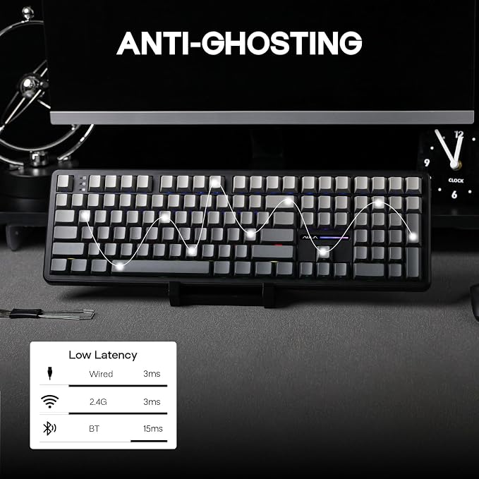 EPOMAKER Aula F108 Wireless Gaming Keyboard, Full Size Mechanical Keyboard