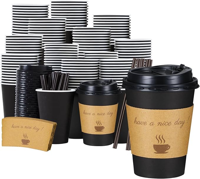 Lamosi 100 Pack 12 oz Coffee Cups, Disposable To Go Paper Cups