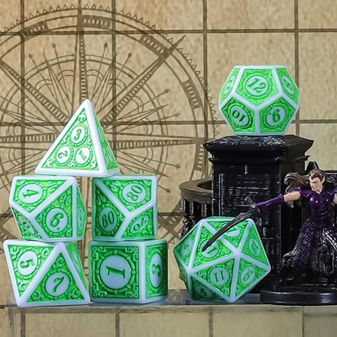 CiaraQ DND Dice with 5 Pouches, 5 Sets of Retro Polyhedral Dice