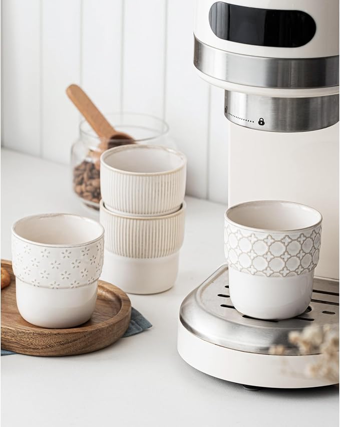 Espresso Cups Set of 2, 4oz Espresso Shot Cups, Mini Coffee Mugs Farmhouse Decor