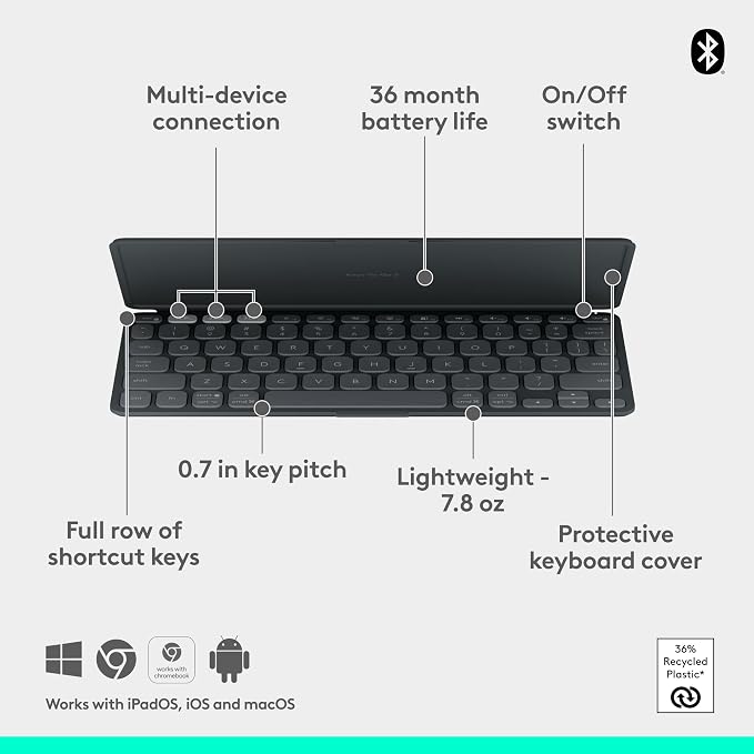 Logitech Keys-to-GO 2 Portable Bluetooth Tablet Keyboard
