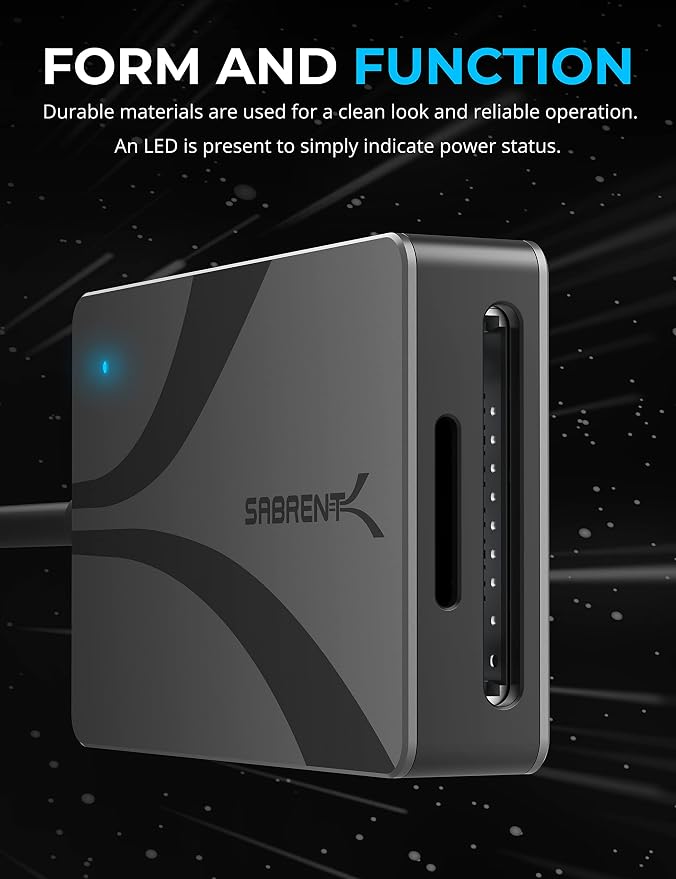 SABRENT USB Type-C Card Reader, Dual-Slot UHS-II SDXC and microSDXC SD 4.0