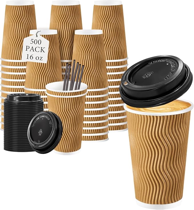 Lamosi 500 Pack 16 oz Disposable Coffee Cups