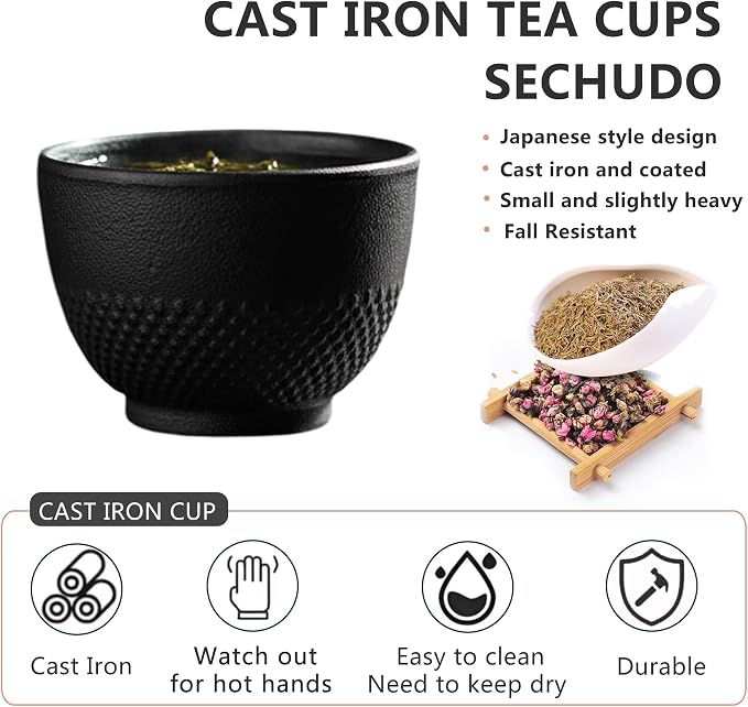 Japanese Cast Iron Tea Cups, Small and Heavy Teacups