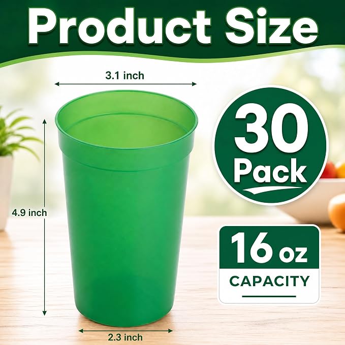 Fasmov 30 Pack 16 oz. Plastic Cups Plastic Tumblers Blank Reusable Drink